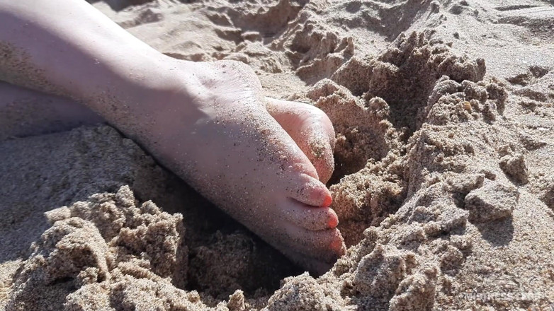 Mistress Legs: Mistress legs barefoot on the summer sea beach