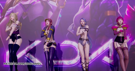3D-Hentai Games: Black Pink - How you like that striptease, Ahri, Akali, Evelynn,...