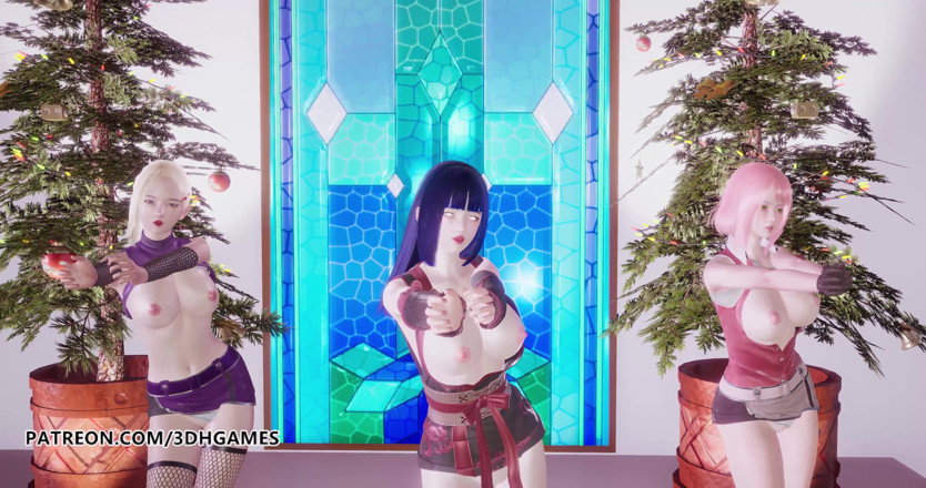 3D-Hentai Games: Två gånger - känn speciell striptease Ino Sakura Hinata 3D erotisk dans...