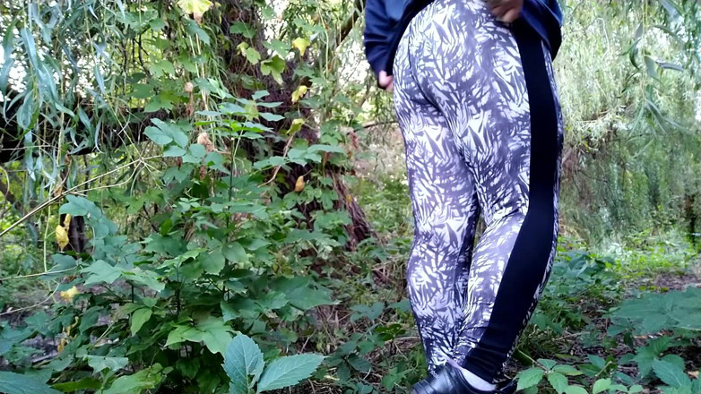 Elena: Lush MILF golden shower solo in nature