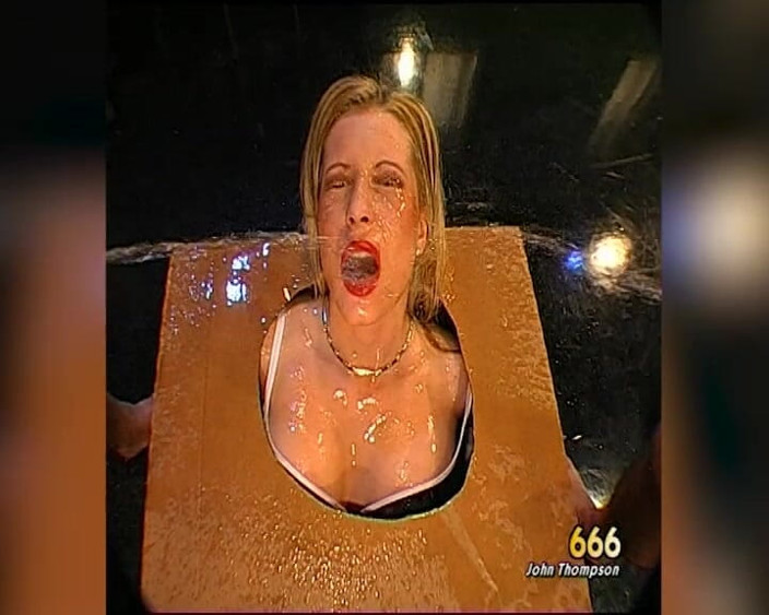 GGG John Thompson OLD STYLE: Blonde Slut in Bukkake Box: Piss &amp; Cocks Nonstop