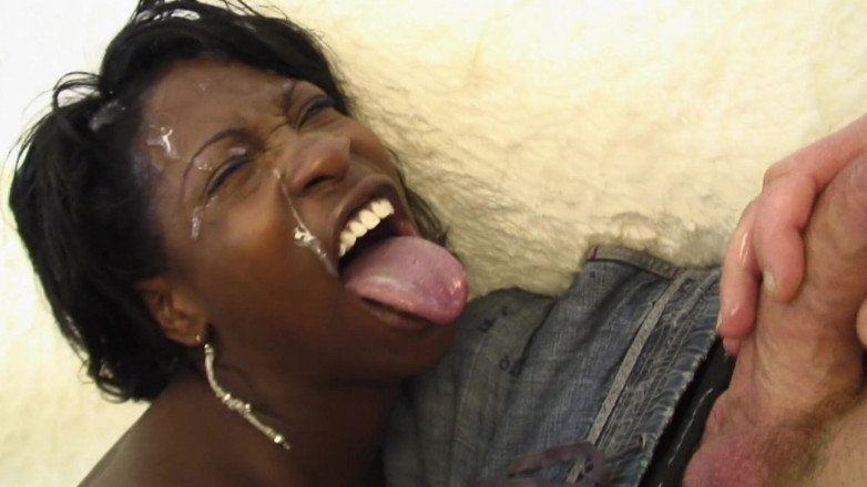 2 Guys 1 Girl: Skanky black lady is eager for interracial group sex with...