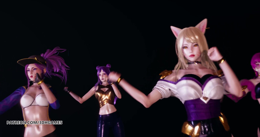 3D-Hentai Games: Popstars Ahri Akali Evelynn Kaisa der beste unzensierter 3D-striptease