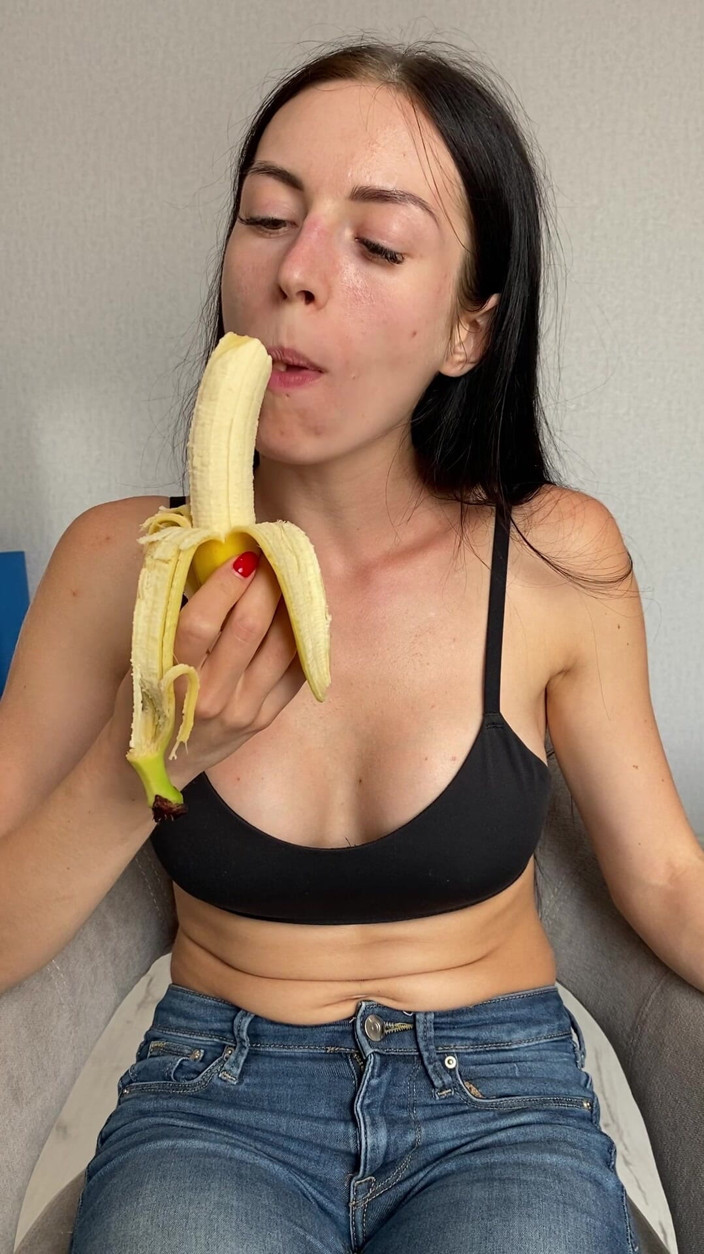 Princess Monica: Teasing in Jeans,eating &amp; Sucking Banana