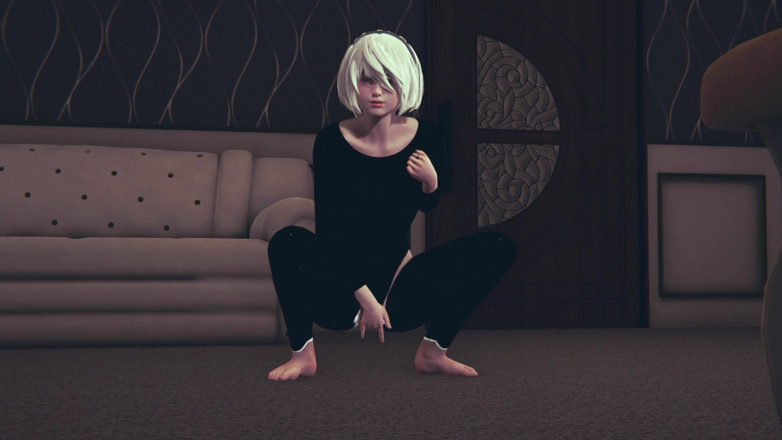 Waifu club 3D: 2B gémit et se masturbe la chatte