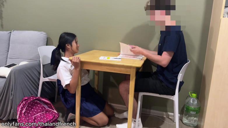 ThaiAndFrench: 18yo Thai Student Suck Her English Teacher