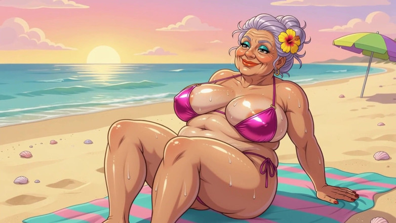 Huge Boobs: Tetek besar seksi di pantai