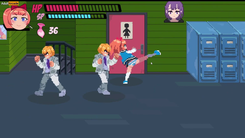 LewdArcade: ティーンガールキックいじめ男の子のお尻 - スケベシティガールズ変態横スクロールフルポルノゲームプレイ