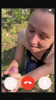 Great Feeling! She Watches Me Blow in the Video Call!