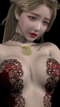 3d linda nena con lencería sexy sentada en la gran polla
