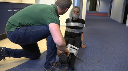 Restricting Ropes: Female crook caught and tickled