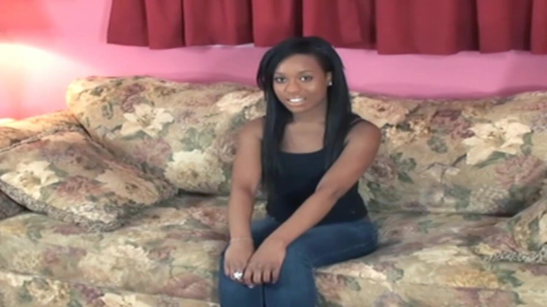 BANGORA RETRO CLUB: Seductive Ebony Babe Strips Naked on Couch Teasing Pussy