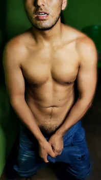 Athletic Boy Stroking His Cock