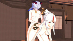 Hentai_Smash: Futa Ganyu scopa Ningguang a pecorina e viene nella figa -...