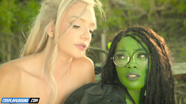Cosplayground: Ana Foxxx Fucks Kenna James with a Giant Green Dildo...