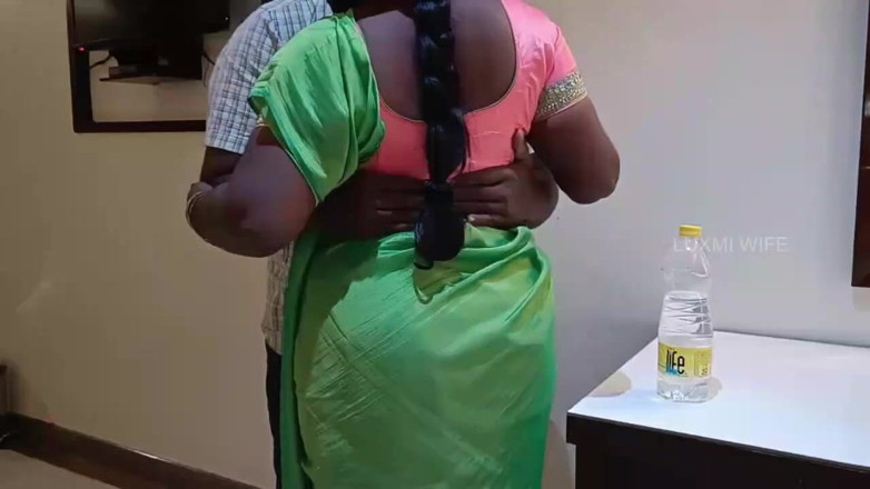 Luxmi Wife: Friend's Stepmom Fucking in Green Saree with Subtitles -1