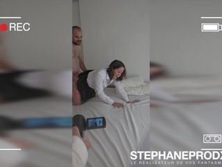 Stephprodx: Ellie Franse amateur in roze ondergoed met Stephane Prodx