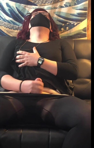 Lauren Ashland: Masked trans girl solo on couch