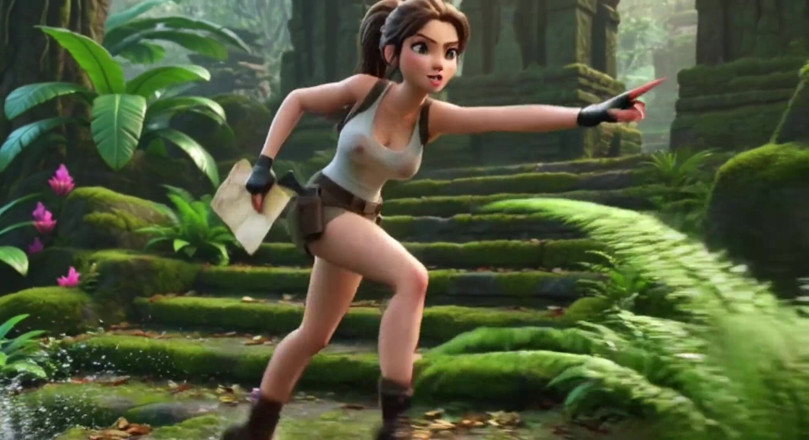 My night collection: Lara Croft entdeckt Amazonas-Schatz und umarmt schönen blonden Abstammungsgeist in...