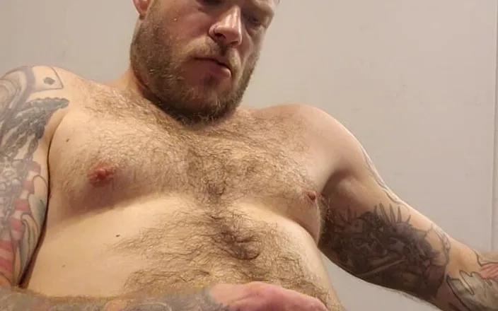 Tatts_McDuck: Naughty Dilf Stroking His Uncut Cock with Slow Motion Cumshot