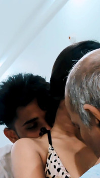 Indian Teen Desi Girl Enjoying Sex with Grandfather and Her Boyfriend Hindi Audio Video