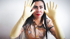 DominaFireOfficial: Latexové rukavice vrstvení Fetish Asmr