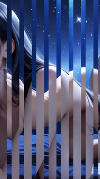 裸の女性が膝をつき、美しい女性に熱心なオーラルをしている