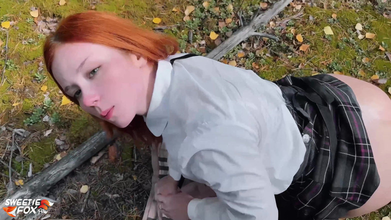 Sweetie Fox: Redhead student sucked and fucked with classmate to keep warm...