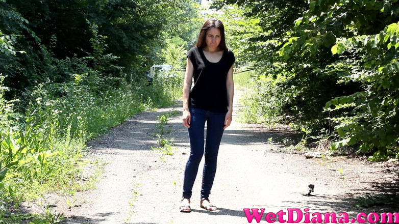 Wet Diana: Desperate to pee, she has to pee in front of...