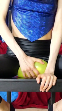 I Pop Balloons Wearing Faux-leather Leggings (no Speaking)