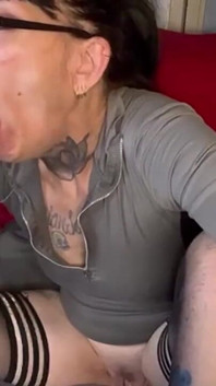 Gagging and Squirting Over Dildo