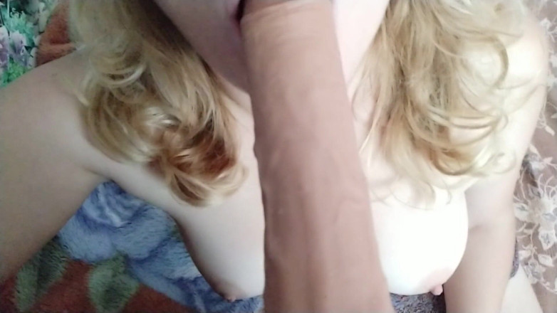 Pussy For Sperm: Sexy girl sucking big dildo closeup - Hot solo