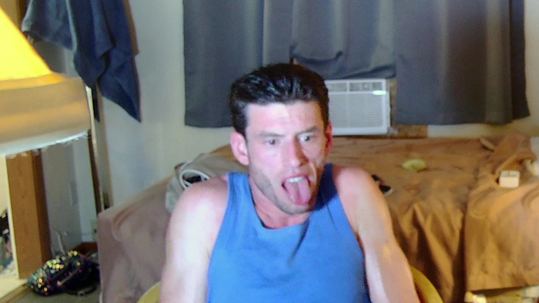 Savage confidence: Jerking off with Blue Beater on, Standing up Near Camera
