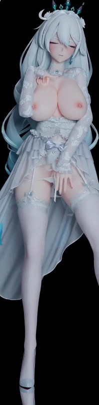 [mmd] 亚琪娜 Phone Number 婚纱情趣白丝脱衣舞 双马尾