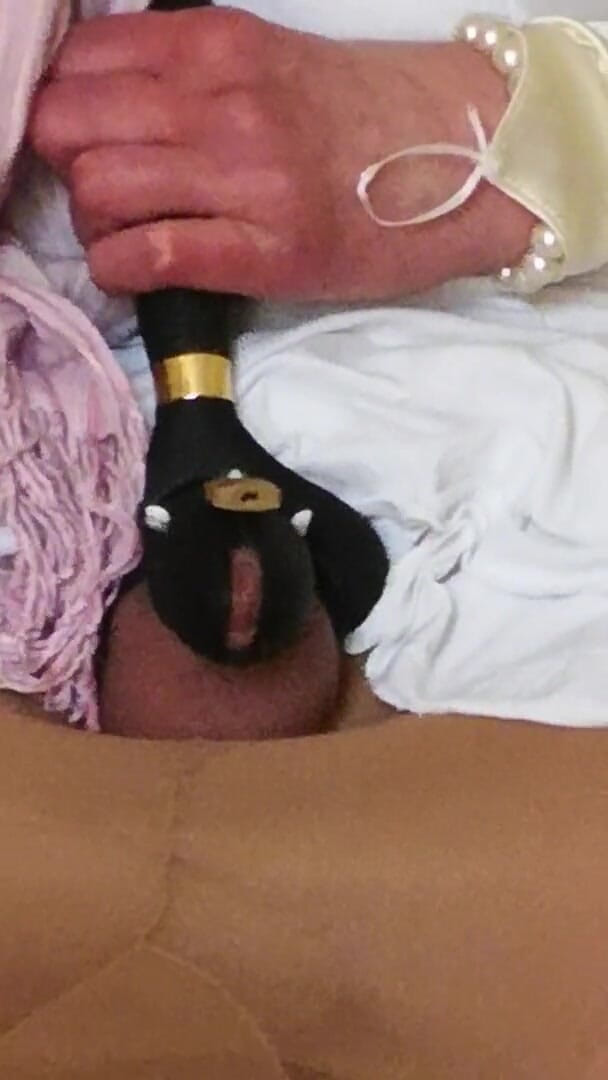 Wet Perversions In Nylons: Wearing a chastity and being horny part I
