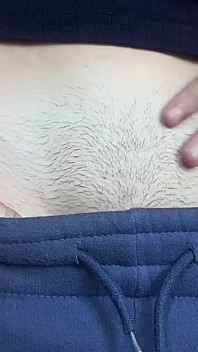 Hairy Bush in Low Sweats and Crop Top Tease Sexy Petite Girl with Pussy and Asshole Shaving and Worship