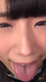 Saliva POV Hina Azumi’s Tongue Glistens-long, Wet, and Dripping Spit Onto Your Cock
