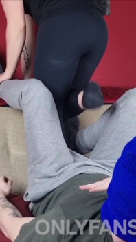 Ballbusting Trampling with Amateur Feet in Black Socks