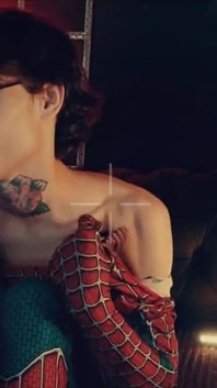 Spider Man Costume. Bottom Boy a Pose. Ass Hole