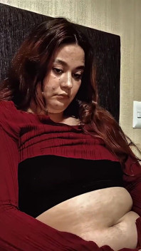 Nicole's Bedtime Snack Stripping, Teasing & Showing off My Big Soft Belly