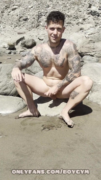 Gay Exhibitionist in a Nudist Beach