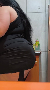Sexy Hot Stepmom, Only Fans in Slow Motion, in the Kitchen