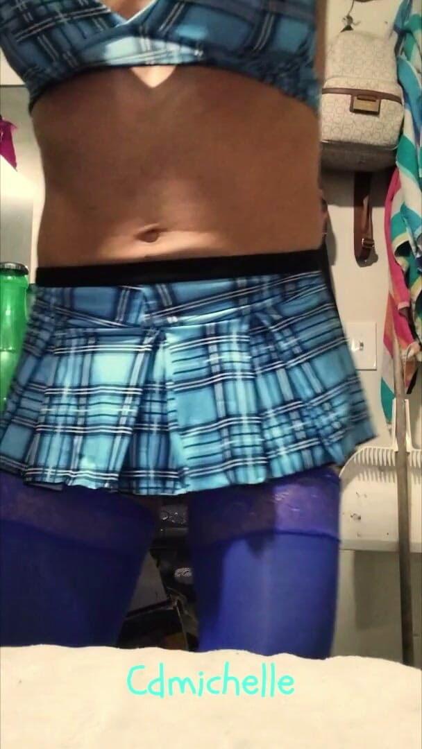 Cd Michelle lingerie: Cdmichelle Wearing Sexy Blue Skit Outfit