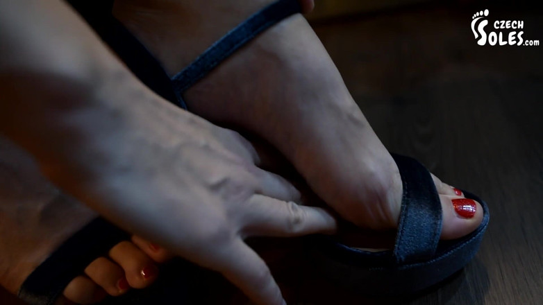 Czech Soles - foot fetish content: MILF shows her big bare feet and high heels