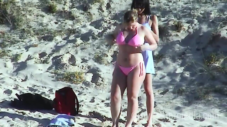 Sextermedia by Pete: Young Lezzies Love Oil Massage on the Beach