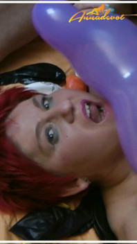 Handjob with Ejaculation Onto a Balloon, Which I Dutifully Lick Clean and of Course Swallow the Sperm Politely.