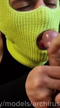 Huge Cum Squirt on a Handsome Femboy with Streams of Sperm