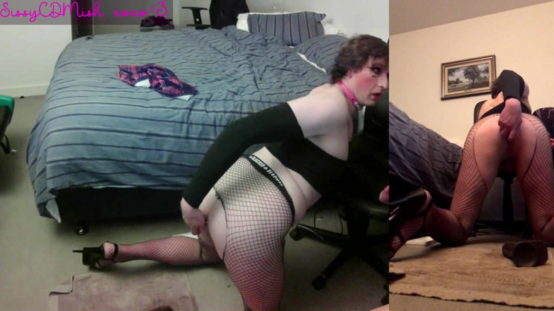 SissyCDMish: Sissycdmish - Bouncing on My New BBC Dildo