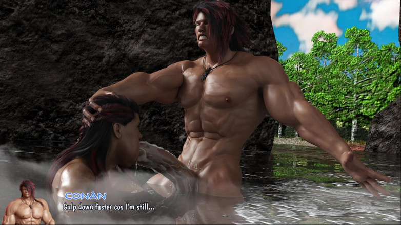 Anime_Sex_00: Conan baise Elysielle près de la cascade - sa bite monstrueuse...