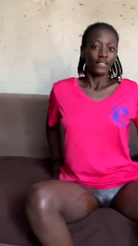 Pretty African Slum Thot Huge Dildo Squirt